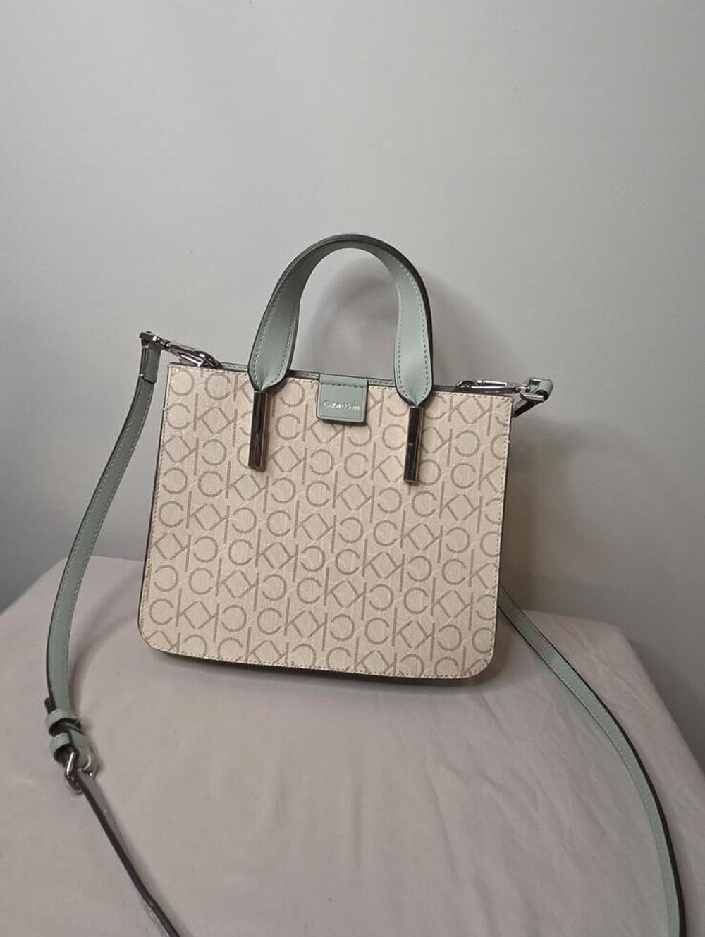 Calvin Klein Audrey Signature Crossbody Mini Tote Sage and Khaki - Picture 13 of 13
